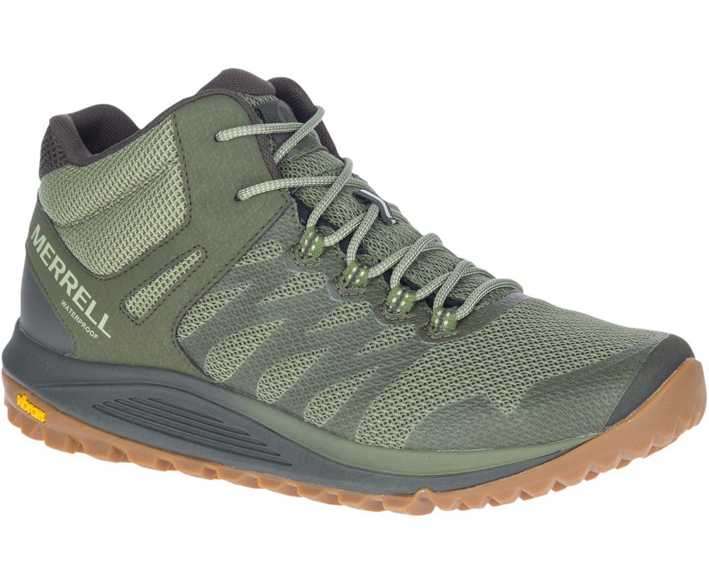 Buty Trekkingowe Merrell Męskie Oliwkowe - Nova 2 Mid Waterproof - 018729-UZM